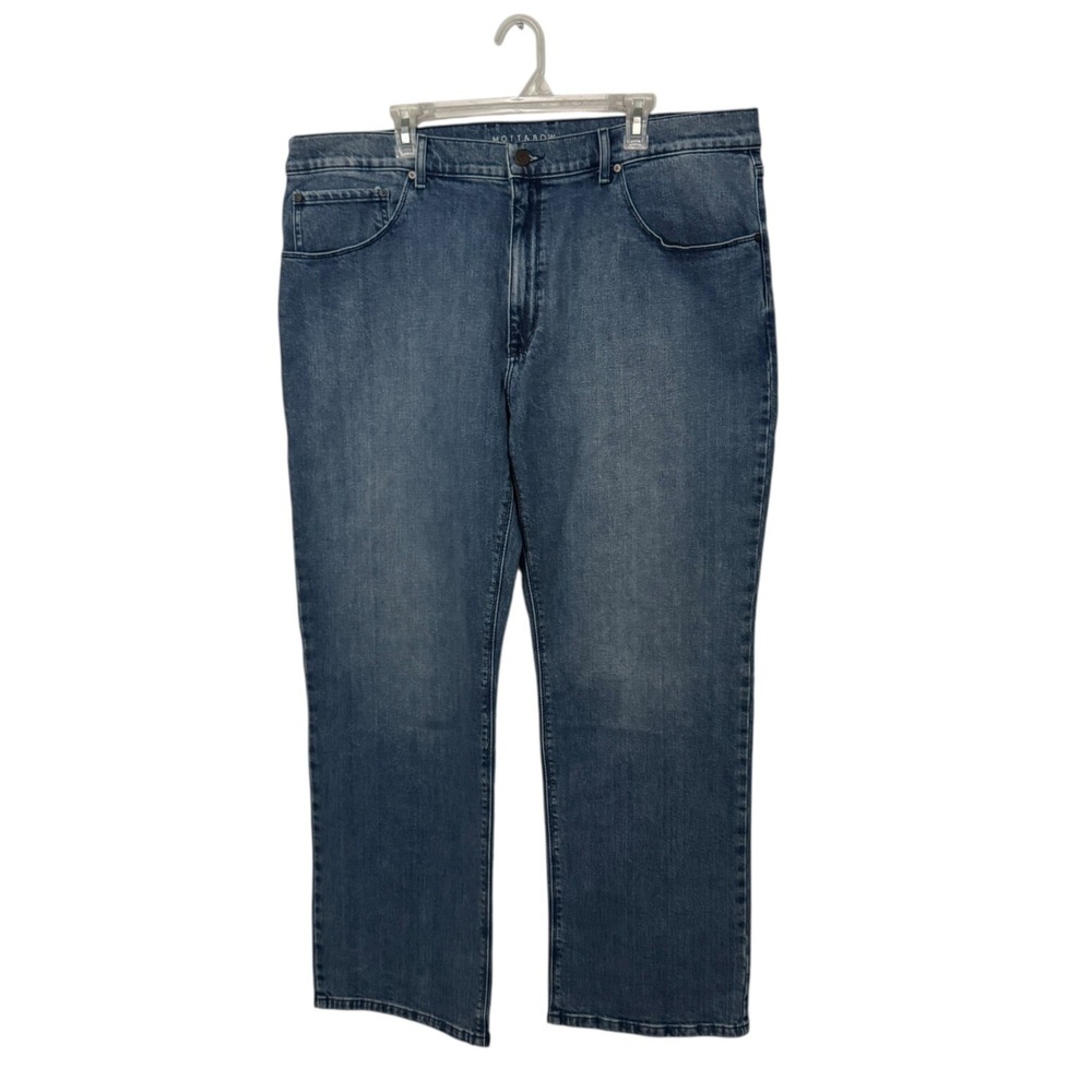 Mott & Bow Warren Relaxed Straight Jeans Men 42x32 Medium Blue Stretch Denim